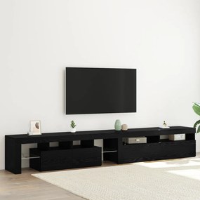 TV szekrények 2 db LED fényekkel fekete tölgy rétegelt fával