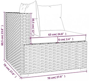 4 részes fekete polyrattan kerti bútorszett párnákkal