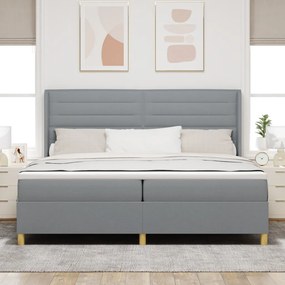 Ágykeret Matrac és LED világítás Szürke 200x200 cm Szövet
