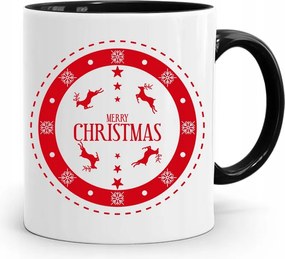 Fekete Karácsonyi Bögre Mikulásra, fényképes nyomtatással