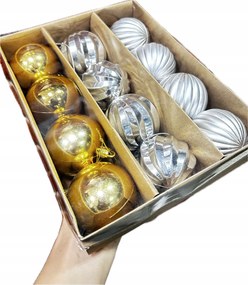 Arany és ezüst gömbök szett 12 db-os Bombák Műanyag