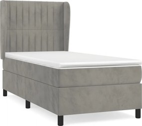 vidaXL világosszürke bársony rugós ágy matraccal 90 x 200 cm
