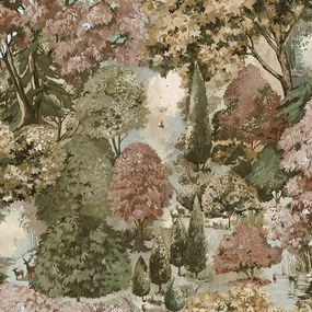 Holden Decor Tales of the Manor Pinecrest rozsda-zöld fa mintás vlies tapéta – 91951
