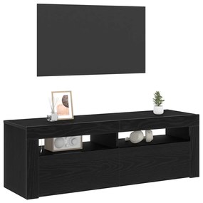 TV Szekrény LED világítással Fekete Tölgy 120x35x40 cm Szerelt Fa