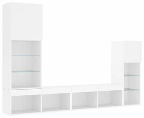 vidaXL 4 darab fehér szerelt fa fali TV-bútor LED-del