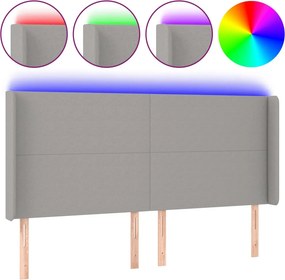 vidaXL világosszürke szövet LED-es fejtámla 183x16x118/128 cm