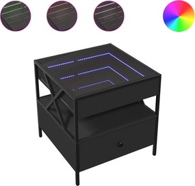 vidaXL fekete végtelen hatású LED-es dohányzóasztal 50 x 50 x 51 cm