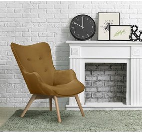 Mustársárga bársony fotel Niko – Ropez