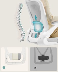SONGMICS ergonomikus hálós irodai szék fejtámasszal, világosszürke