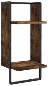 4 részes füstölt tölgy színű szerelt fa fali polc szett rúddal