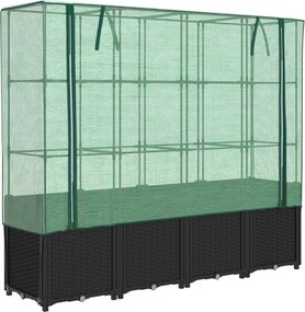 vidaXL rattan hatású magaságyás üvegháztakaróval 160 x 40 x 153 cm