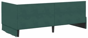 Sarokágy keret fejtámlával Sötétzöld 90 x 200 cm Bársony