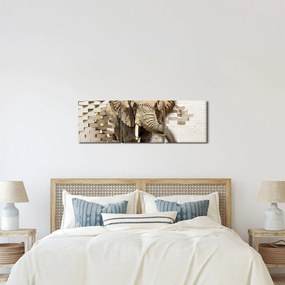 Kép - Egy elefánt áttör a falon (órával) (90x30 cm)