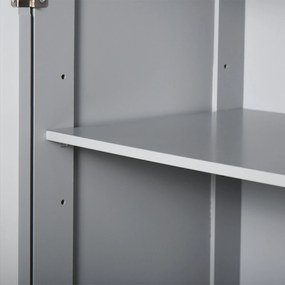 kleankin Tároló Szekrény, Fürdőszobai Szekrény, 2 Ajtós 2 Fiókos Szekrény - 60 x 30 x 75 cm - Szürke | Aosom