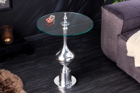 DANSEN különleges üveg lerakóasztal - 65cm - ezüst