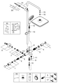 GROHE 26984001 - VITALIO COMFORT 390 mm fényes króm zuhanyrendszer