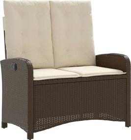 vidaXL barna polyrattan dönthető kerti pad párnával
