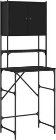 vidaXL fekete mosógépszekrény 68x48,5x194 cm