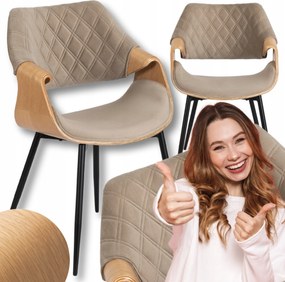 Fa kárpitozott velúr szék étkező nappali bézs Dakota