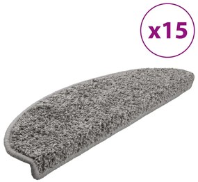 vidaXL 15 db szürke lépcsőszőnyeg 65 x 21 x 4 cm