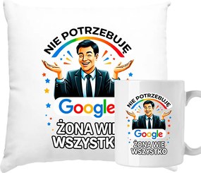 Bögre és Párna Szett Ajándék Férjnek Feleség Mindent Tud