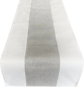 Elegáns fehér asztalterítő kocka cirkóniával díszítve Szélesség: 40 cm | Hossz: 180 cm