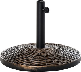 Outsunny Napernyő Állvány, 25 kg Rattan Hatású Kosár, Ø35/Ø38/Ø48 mm Műanyag + Cement Antik Bronz Ø53 x 40 cm | Aosom