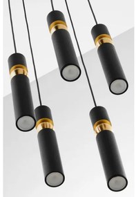 Jupiter 2014 - Csillár zsinóron ALAS 5xGU10/10W/230V fekete/arany