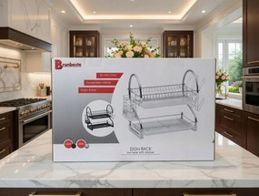 Edényszárító csepegtető kétszintes 2 tálca 2345