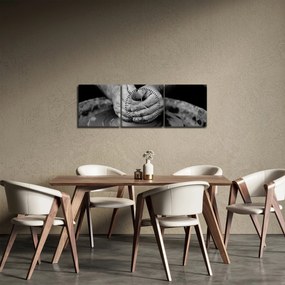Fekete-fehér kép - kerámia gyártás (órával) (90x30 cm)