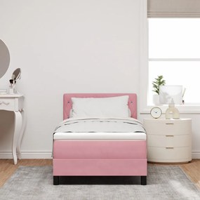 Box Spring Ágy Matraccal Rózsaszín 90x200 cm Bársony
