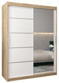 Ruhásszekrény 150 cm tükörrel Verika 2 150 (szonoma tölgy + fehér). 1064206