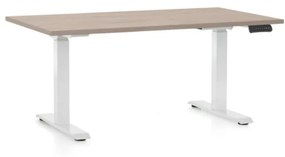 OfficeTech D állítható magasságú asztal, 120 x 80 cm, fehér alap, tölgy