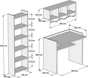 Matilda White íróasztal könyvespolccal