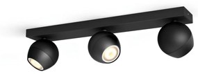 Philips Hue Buckram fekete spotlámpa, 3 spotfejjel, White Ambiance, 3x5,5W, 1050lm, 2200-6500K változtatható fehér, 3xGU10 LED fényforrás + DimSwitch, 8719514339125