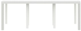 Kerti Asztal Fehér 200x100x73 cm Poli Rattan