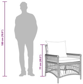 Kerti Szék Párnákkal Szürke Poli Rattan