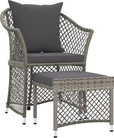 vidaXL 2 részes szürke polyrattan kerti ülőgarnitúra párnákkal