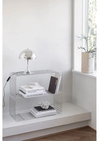 Fényes ezüstszínű fém fali könyvespolc 70x30 cm Wire – Mette Ditmer Denmark