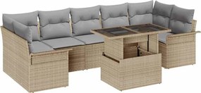 vidaXL Kerti Kanapé Szett párnával 8 pcs Bézs Poli rattan