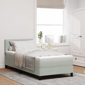 Boxspring Ágy Mattal és LED Fénnyel Világosszürke 90x190 cm Bársony