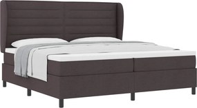 vidaXL Boxrugós ágy matracmal sötétbarna 200 x 200 cm szövet