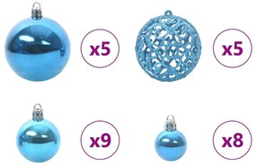 Felfordított Műfenyő Előre Megvilágított Karácsonyfával és Gömbszettel