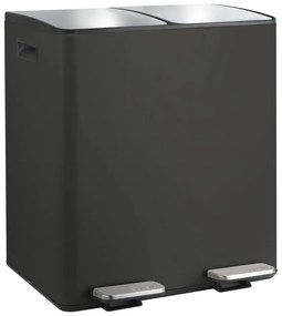 Matt fekete acél szelektív pedálos szemetes 2x20 l Aliya – Spirella