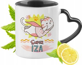 Fekete bögre szív alakú füllel Iza számára Ideális Ajándék