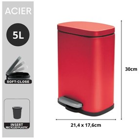 Piros acél pedálos szemetes 5 l Akira – Spirella