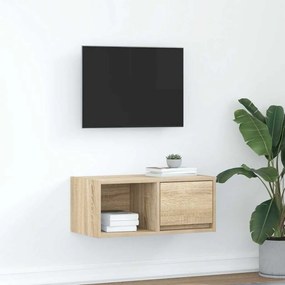 sonoma tölgy színű szerelt fa fali TV-szekrény 60x31x25,5 cm
