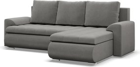 Tokio sarokkanapé, 2 ágyneműtartóval, bársony, jobboldali, világosszürke