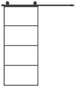 ESG üveg és alumínium tolóajtó fémszerelvény-szettel 90x205 cm