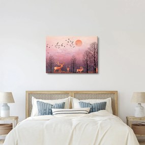 Kép - Szarvas a lenyugvó nap fényében (70x50 cm)